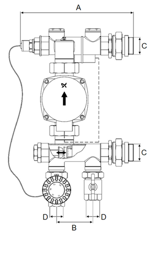Afmetingen LTV-mengunit